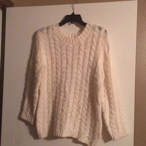 White fuzzy sweater